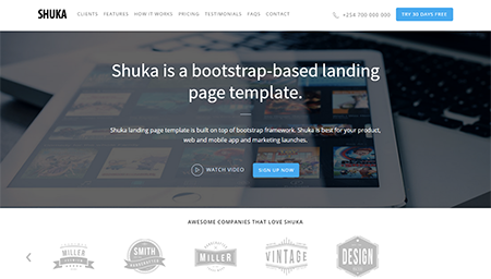 Shuka is a bootstrap-based landing page template