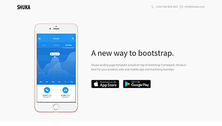 Shuka is a bootstrap-based landing page template